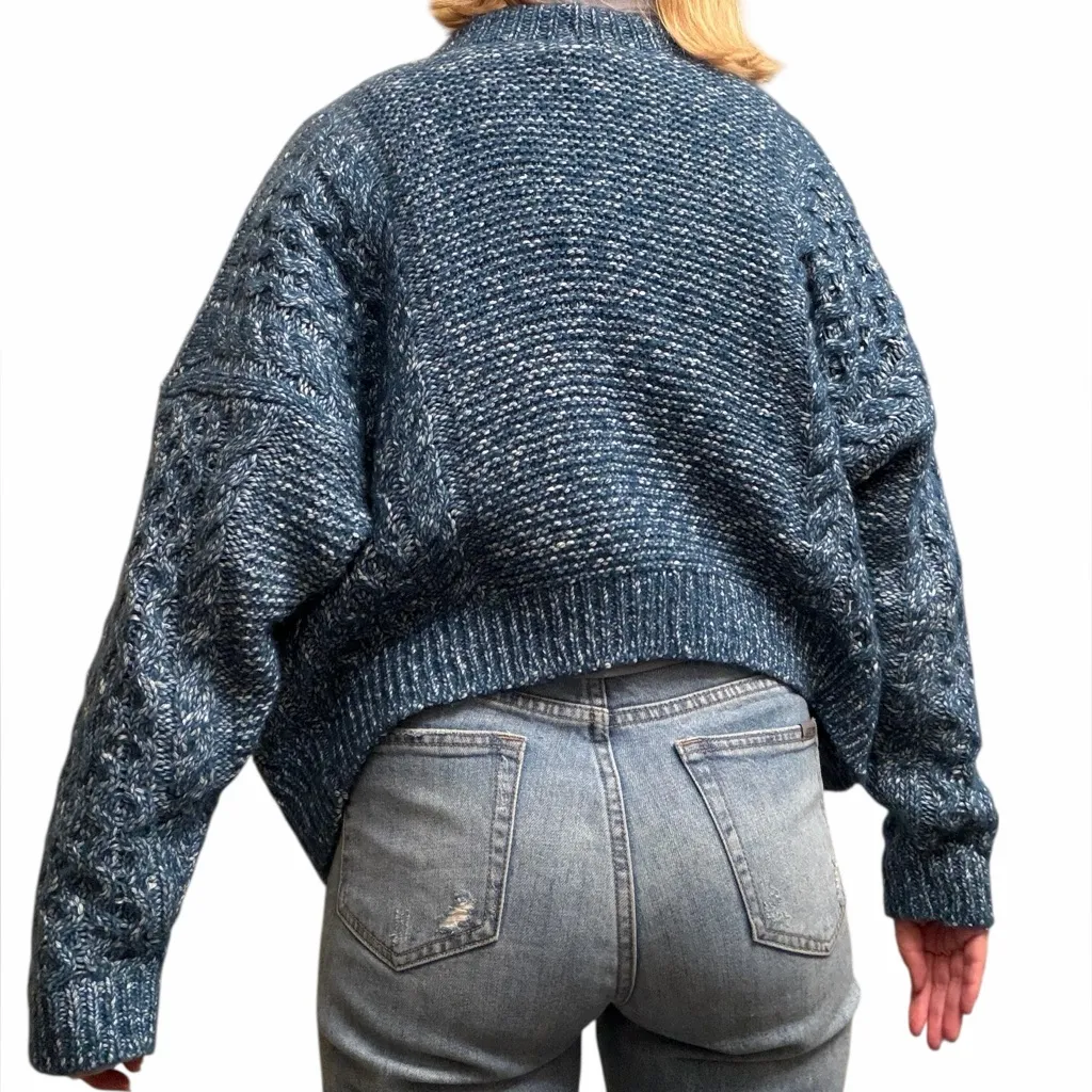 CAbi Cardigan Womens Small Blue Sweater 5016 Astral Knit Cable Chunky Cozy Soft - Image 6