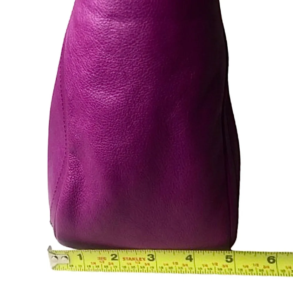 SALVATORE FERRAGAMO GANCINI Magenta Leather Betulla Shoulder Bag w/ Side Pockets - Image 8