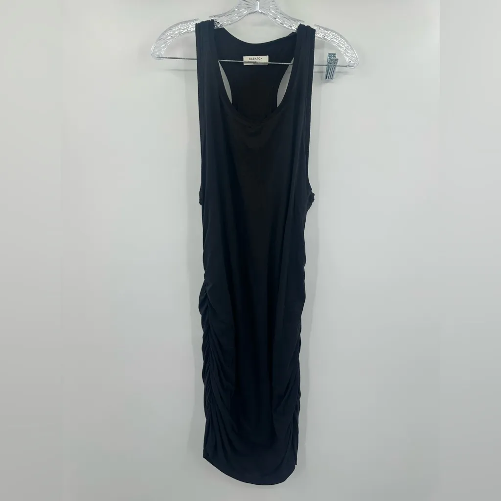 Aritzia Babaton Women's Black Contour Ruched Racer Back Mini Dress Size XL - Image 2