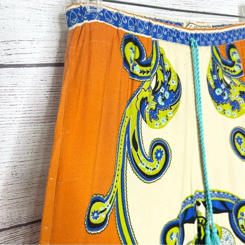 Flying Tomato Boho Wide-Leg Festival Pants Size Small Orange & Blue Multicolor - Image 7