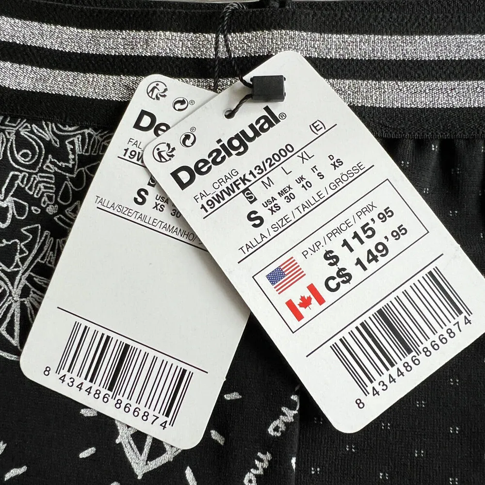 Desigual Craig Skirt Womens Small Black Textured Elasticated Waist - Image 2