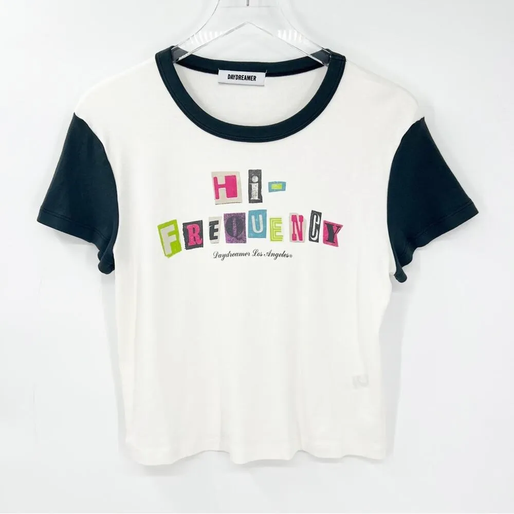NEW Daydreamer Hi-Frequency Ransom Note Ringer Tee M White - Image 2