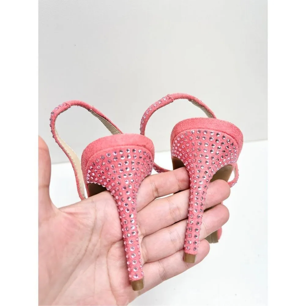 Marc Fisher  Sandals Womens Size 7.5 Betila Slingback Heels Rhinestone Accents‎ - Image 6