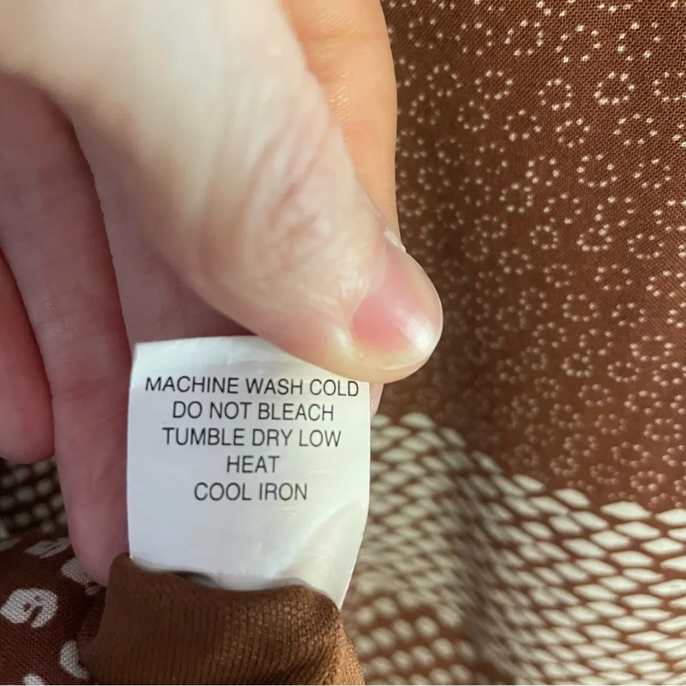 LA Hearts Mini Dress Brown Boho Patchwork Print Medium - Image 10