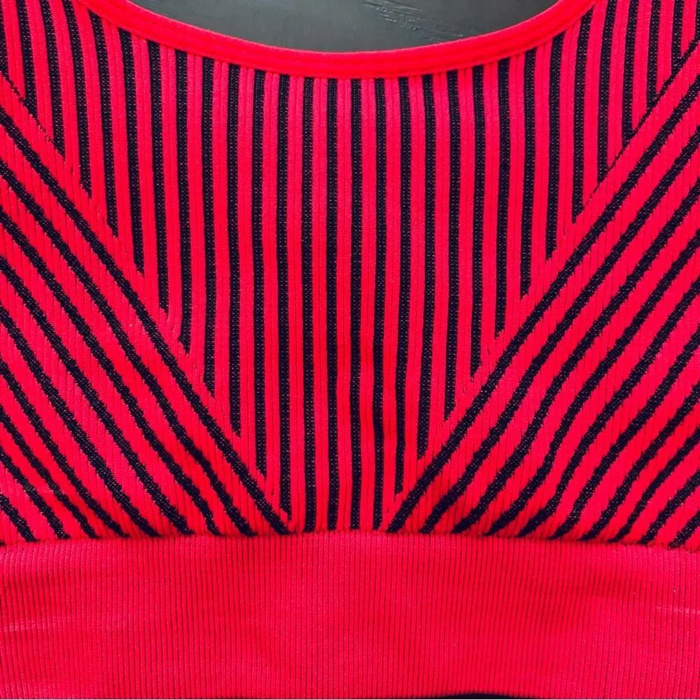 RARE Fabletics Persimmon/Black Ribbed Seamless Low Impact Sports Bra | Size: XS - Image 5