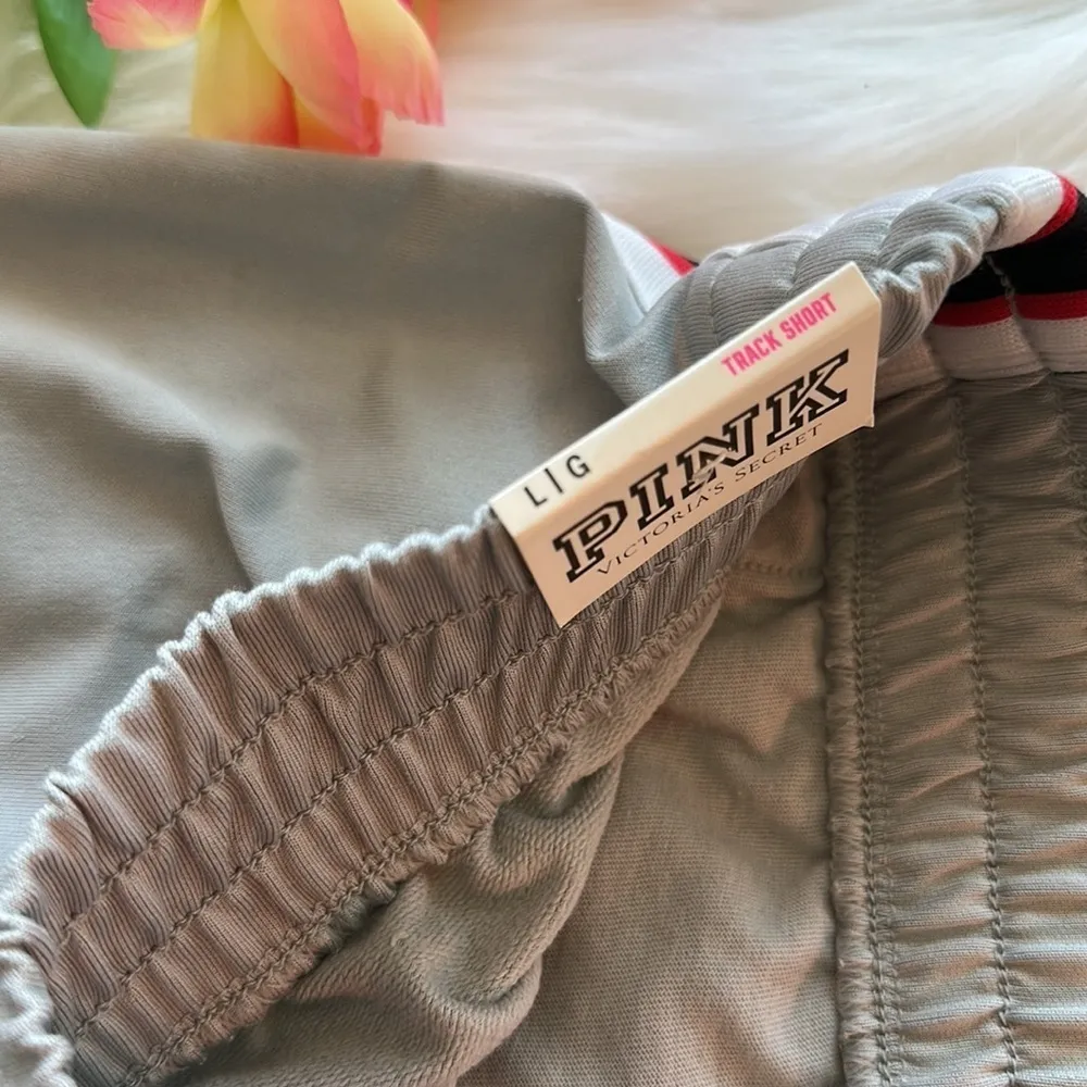 Pink Victoria’s Secret Gray Track Shorts Size Large - Image 5