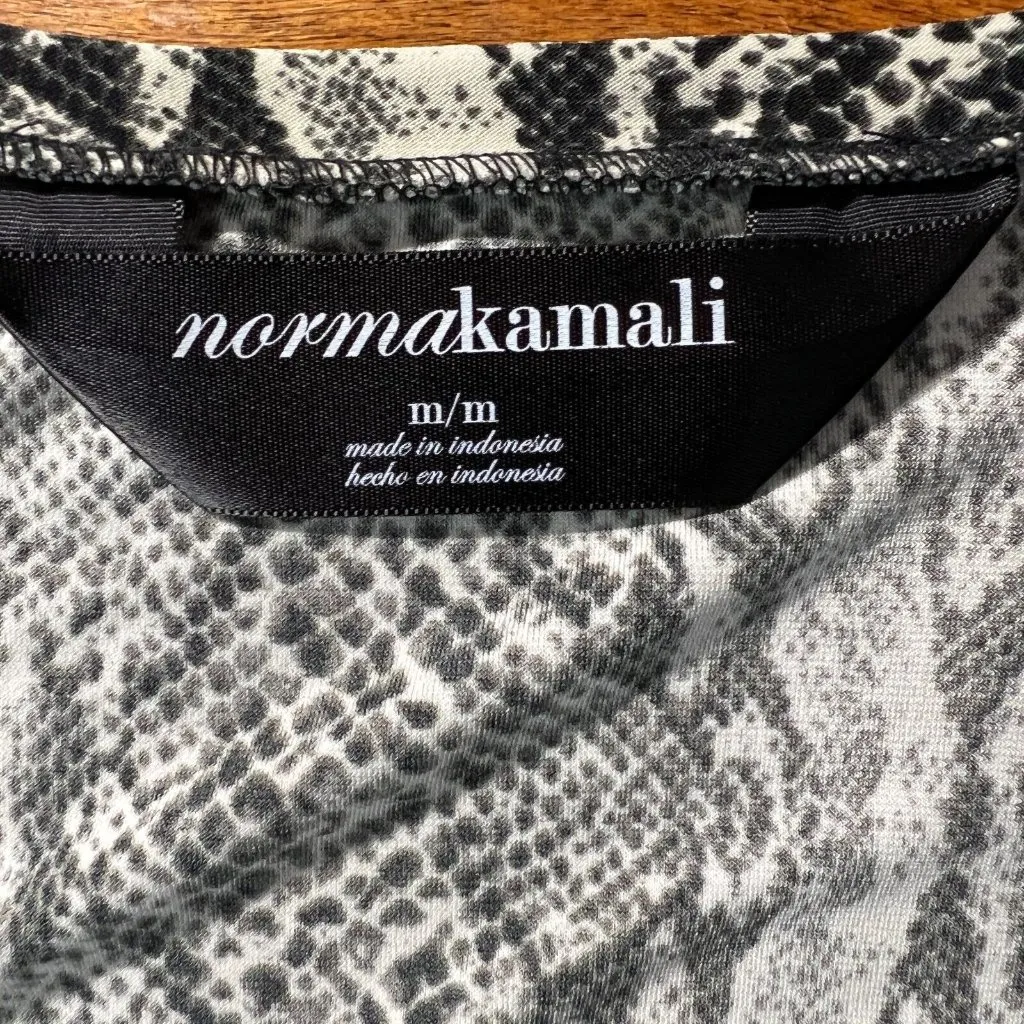 Norma Kamali Top Medium Black White Python Snakeskin Print Long Sleeve Jersey - Image 7