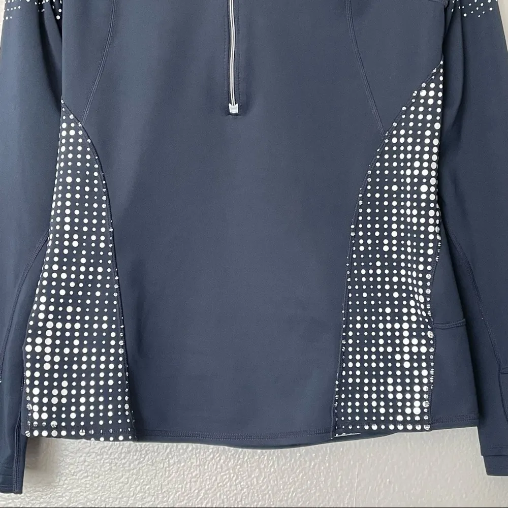 Athleta Running Wild Hoodie Half Zip Pullover Blue/White Dots 2.0 Size Small - Image 6
