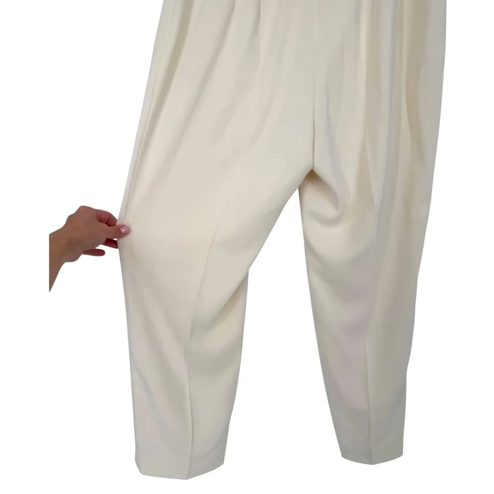 St John Emma Side Zip High Rise Silk Lined Trouser Pants‎ Cream Size 14 Career - Image 12