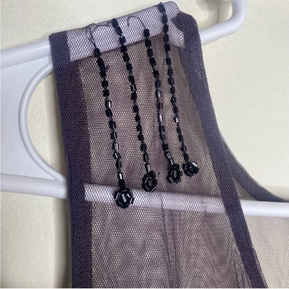 Free People Black Dark Plum Grey Mesh Beaded Sheer Mini Dress Festival Size XS - Image 7