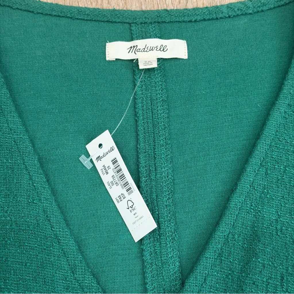 NWT Madewell Plus Full Sleeve Top Bubble Sleeve Top Blouse Green Size 2X MD464 - Image 5