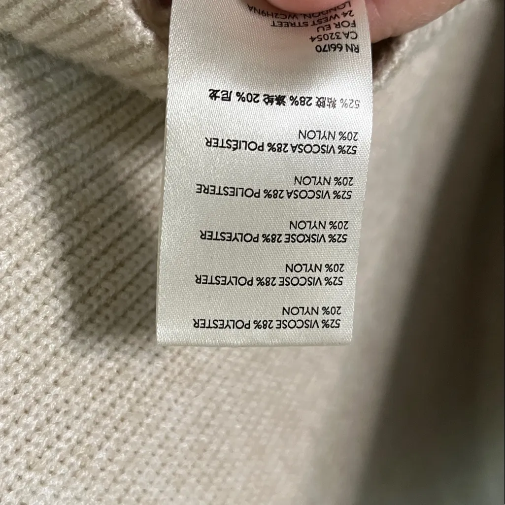 Free People Softly Structured Turtleneck Ribbed Knit Oversized Sweater Oatmeal - Image 10