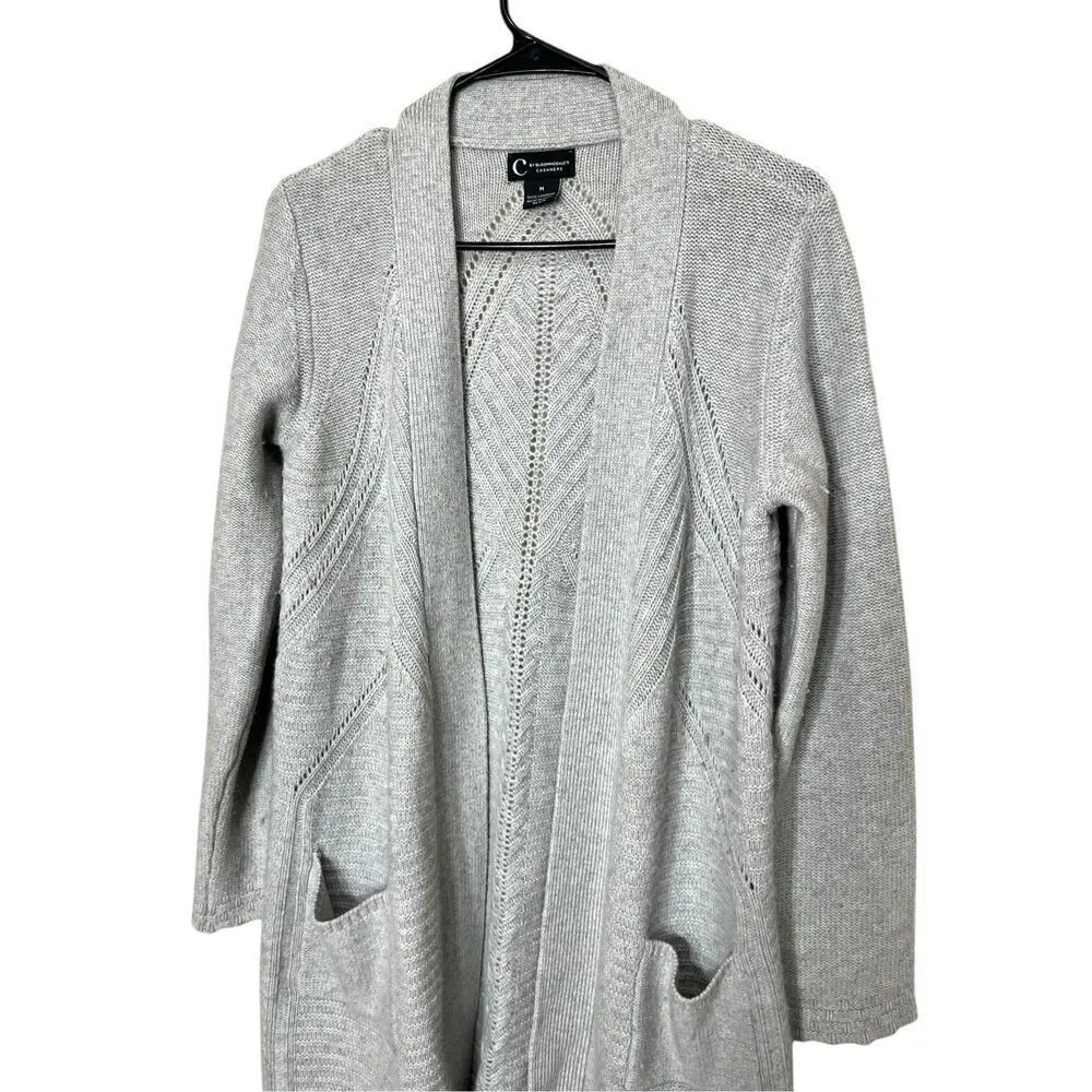 C By Bloomingdales Women's 100% Cashmere Open Cardigan Sweater Size‎ M Gray Size M - Image 3