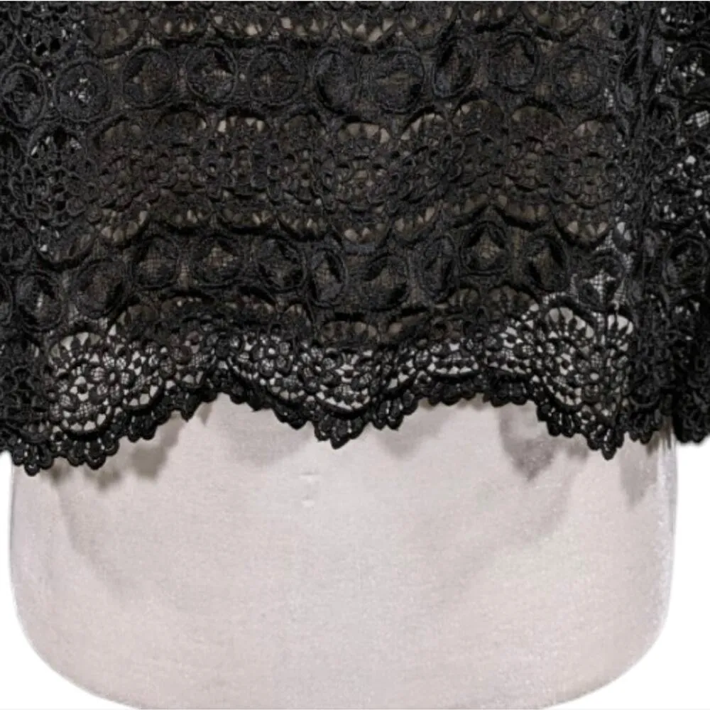 Boutique Sharon Kahala HI Lace Design Shrug EUC $229 Size XL WF140 Black - Image 9