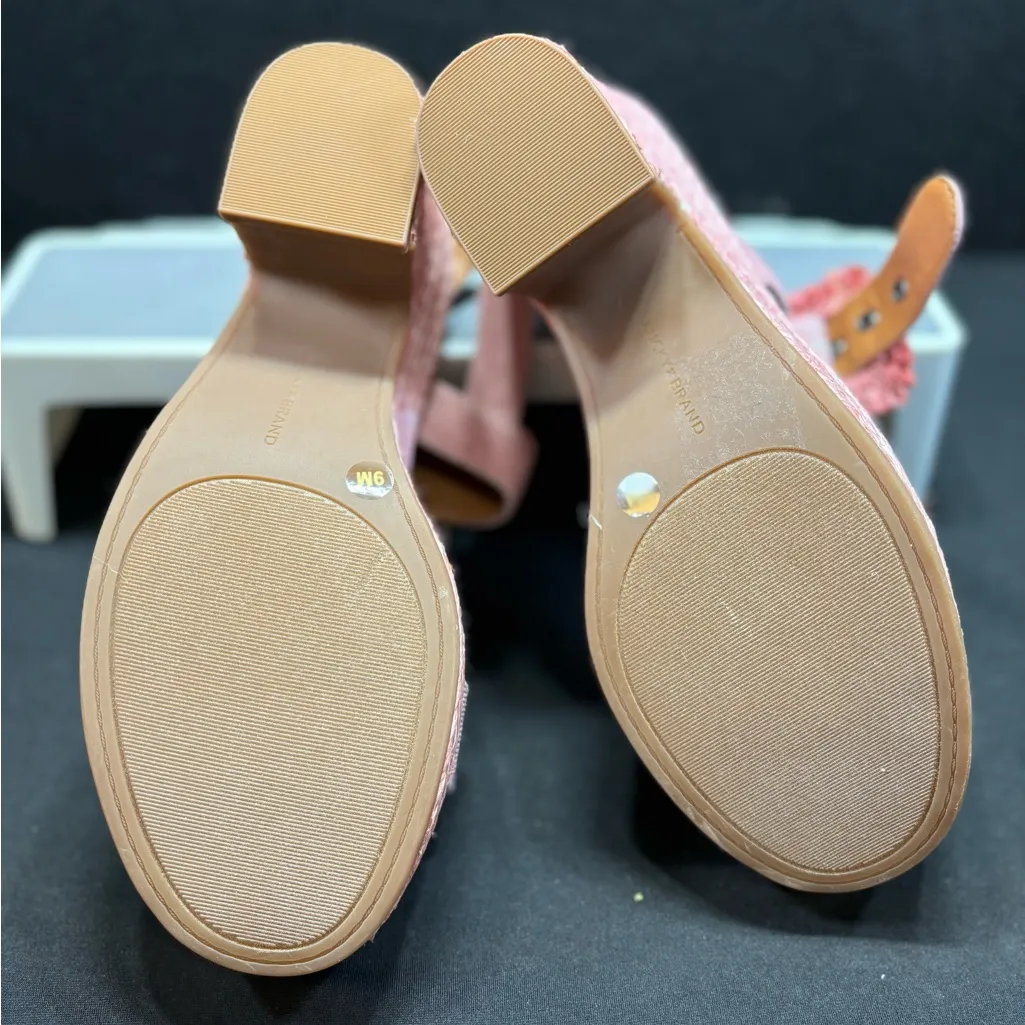 Lucky Brand Yidris‎ Platform Espadrille Heels Sandals Pink Size 9M Straw Buckle - Image 8