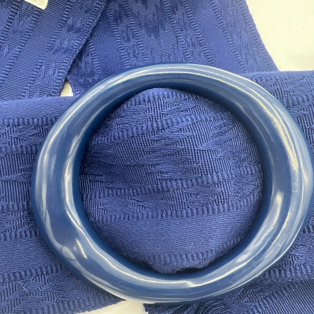 Liz Claiborne Fabric Belt 100% Rayon Blue Made In Japan 80s Long 48 In - Image 4