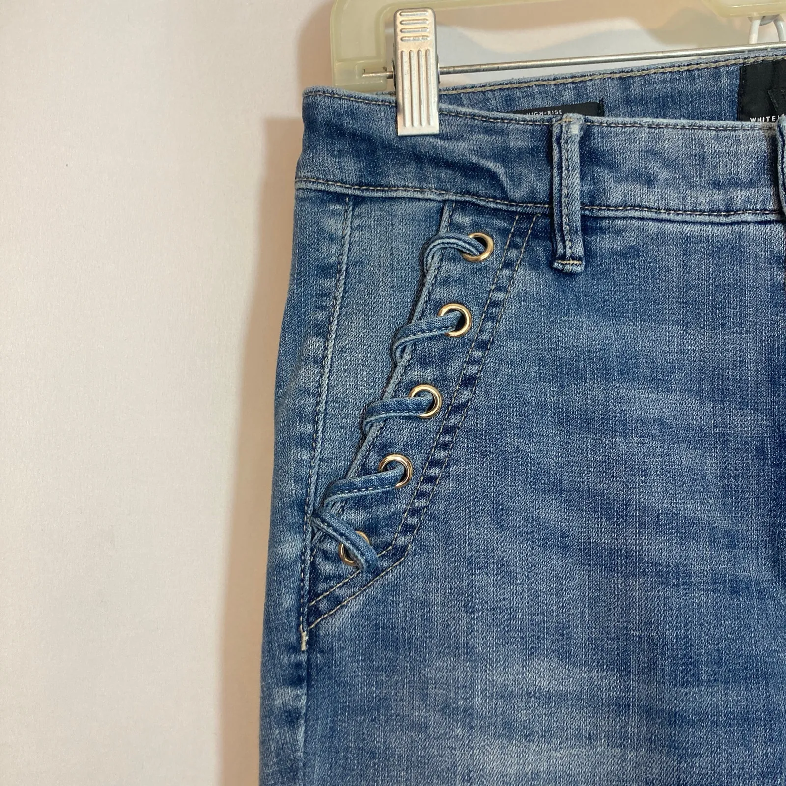 White House Black Market Everyday Soft Slim Straight High Rise Blue Denim Jeans - Image 3