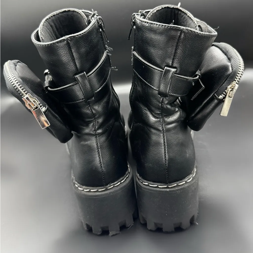 Staging 21 size 7.5 Black Platform Combat Boots w/ Zipper Pouch – Chunky Y2K - Image 3