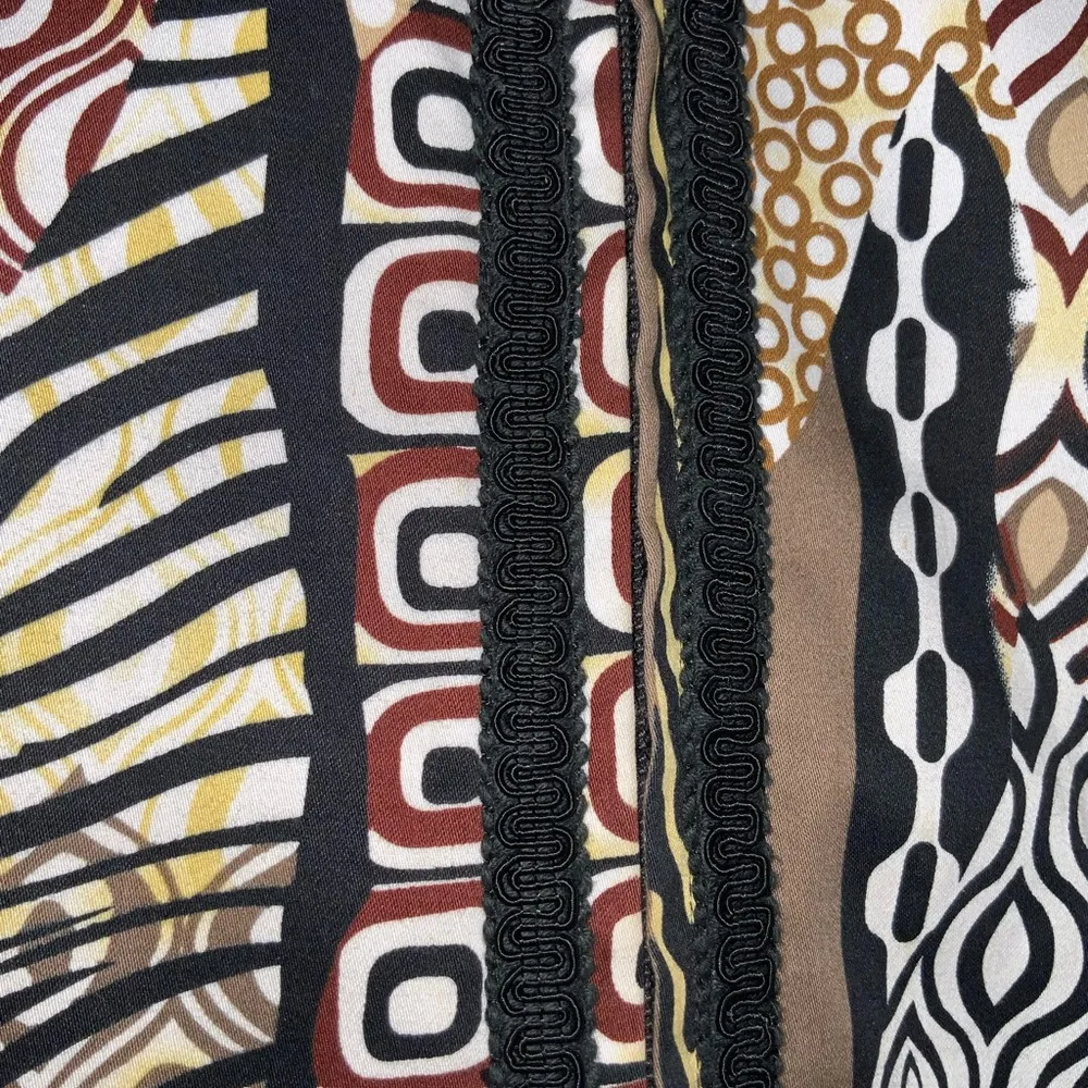 Vintage 80’s Giancarlo Ferrari Black Tan Animal Geometric Print Zip Up Jacket L Size L - Image 10