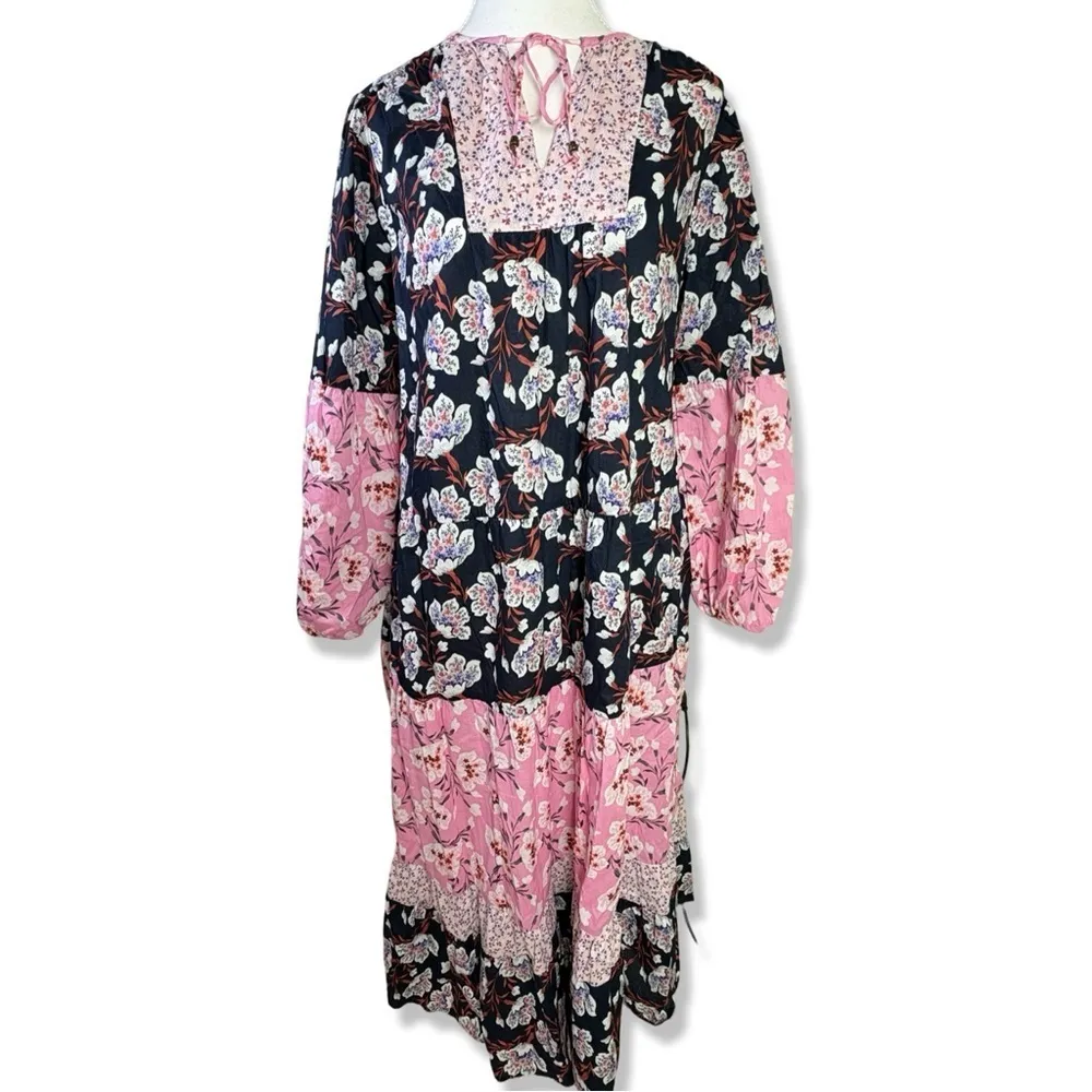 ⭐️MARKS & SPENCER Per Una Pink and Blue Floral Maxi Kaftan Dress Size 4 - Image 3
