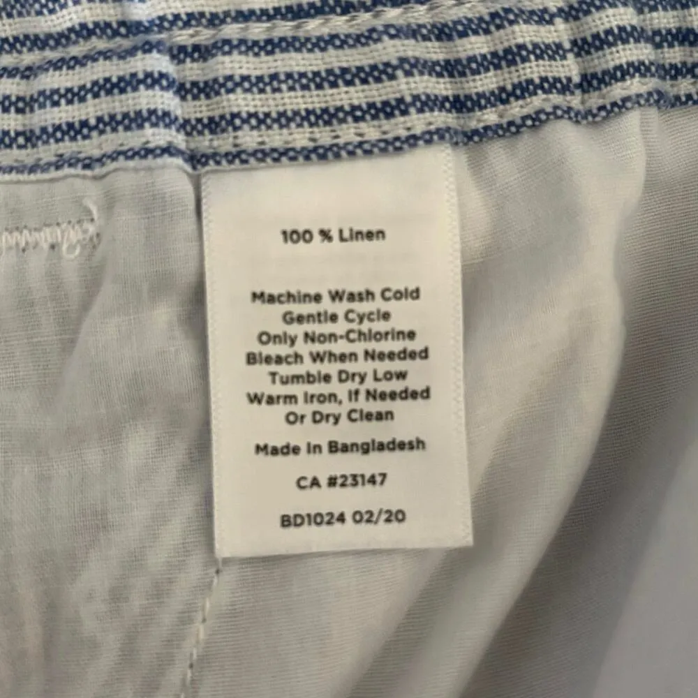 Talbots Plus Size 20W 20 Striped Linen Wide Leg Pants Nautical Pockets Blue - Image 5