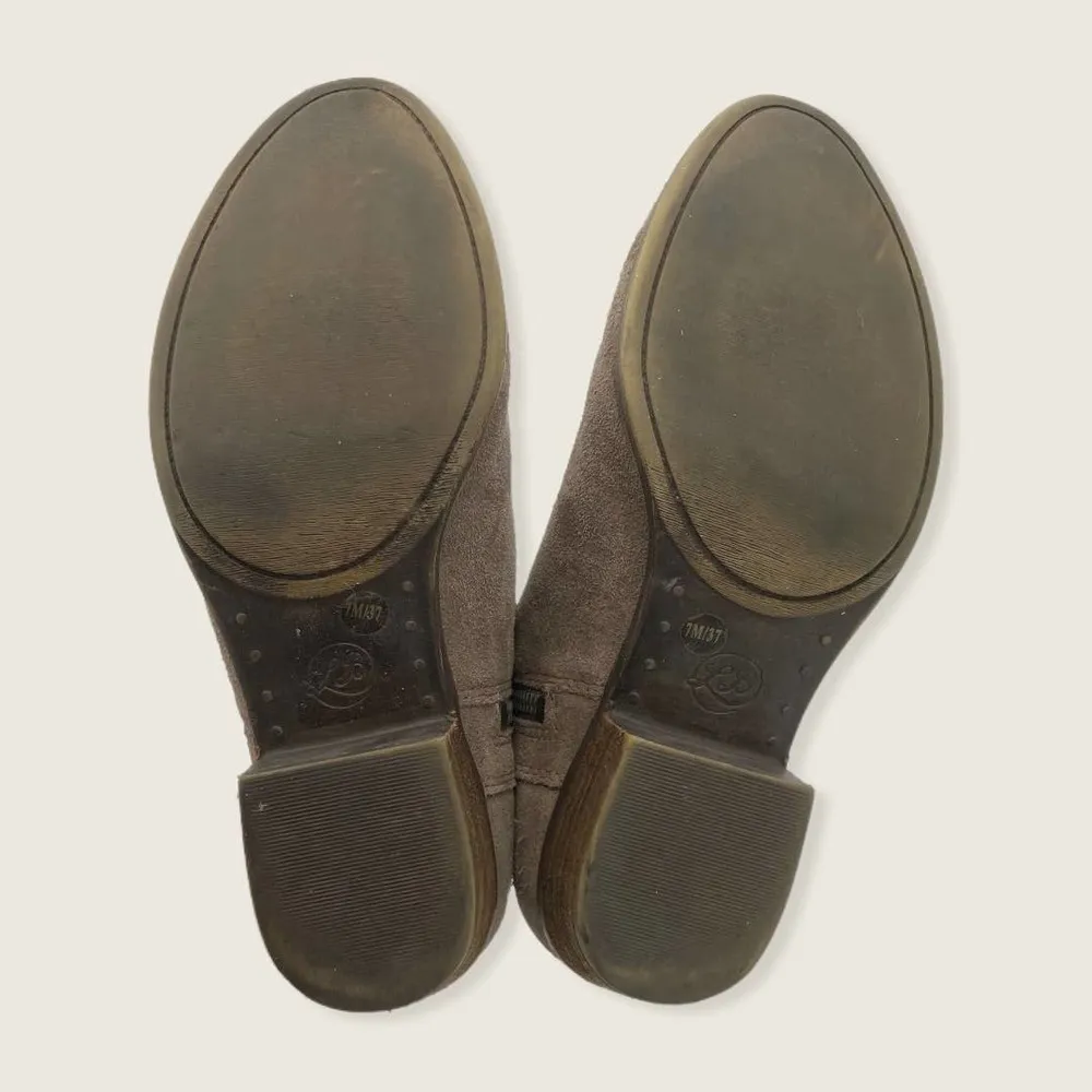 Lucky Brand Breah Double Zipper Low 2" Stacked Heel Brown Suede Ankle Boot 7 - Image 7