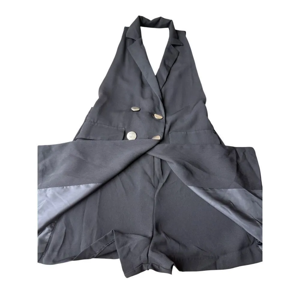 ZARA Black Sleeveless Double-Breasted Playsuit Romper Size XS - Image 9