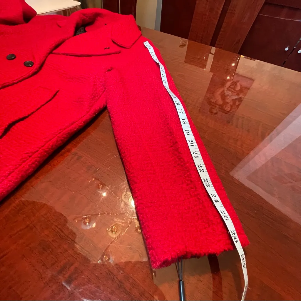 Karl Lagerfeld Paris Red Boucle Double-Breasted Wool Blend Statement Coat XXL - Image 9