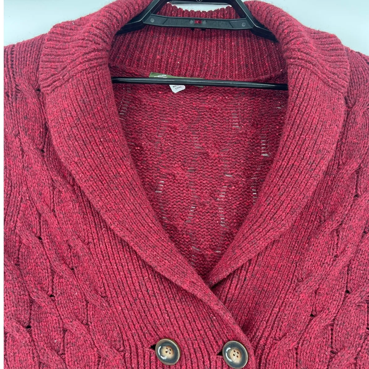 Eddie Bauer Cable Knit Angora Blend Cardigan Womens Sweater Sz SP Preppy Cottage - Image 2