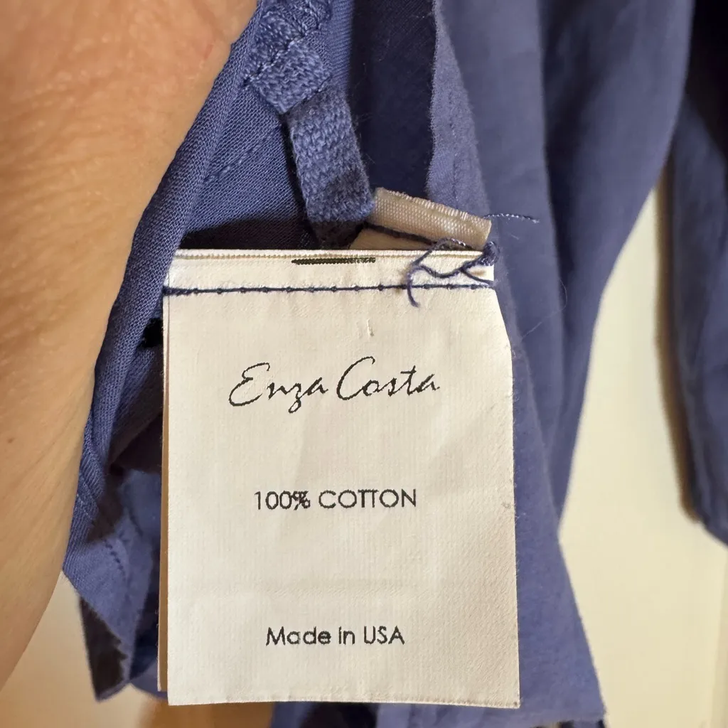 Enza Costa‎ Puff Sleeve Wrap Top, Vintage Blue, Small - Image 8