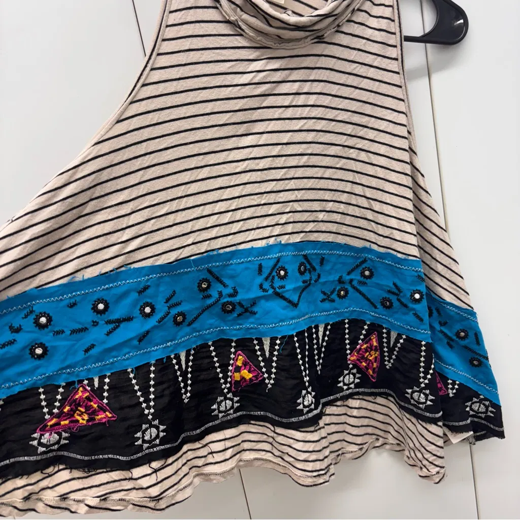 Free People We The Free Womens XS North South striped embroidered Top Boho Rave - Image 2