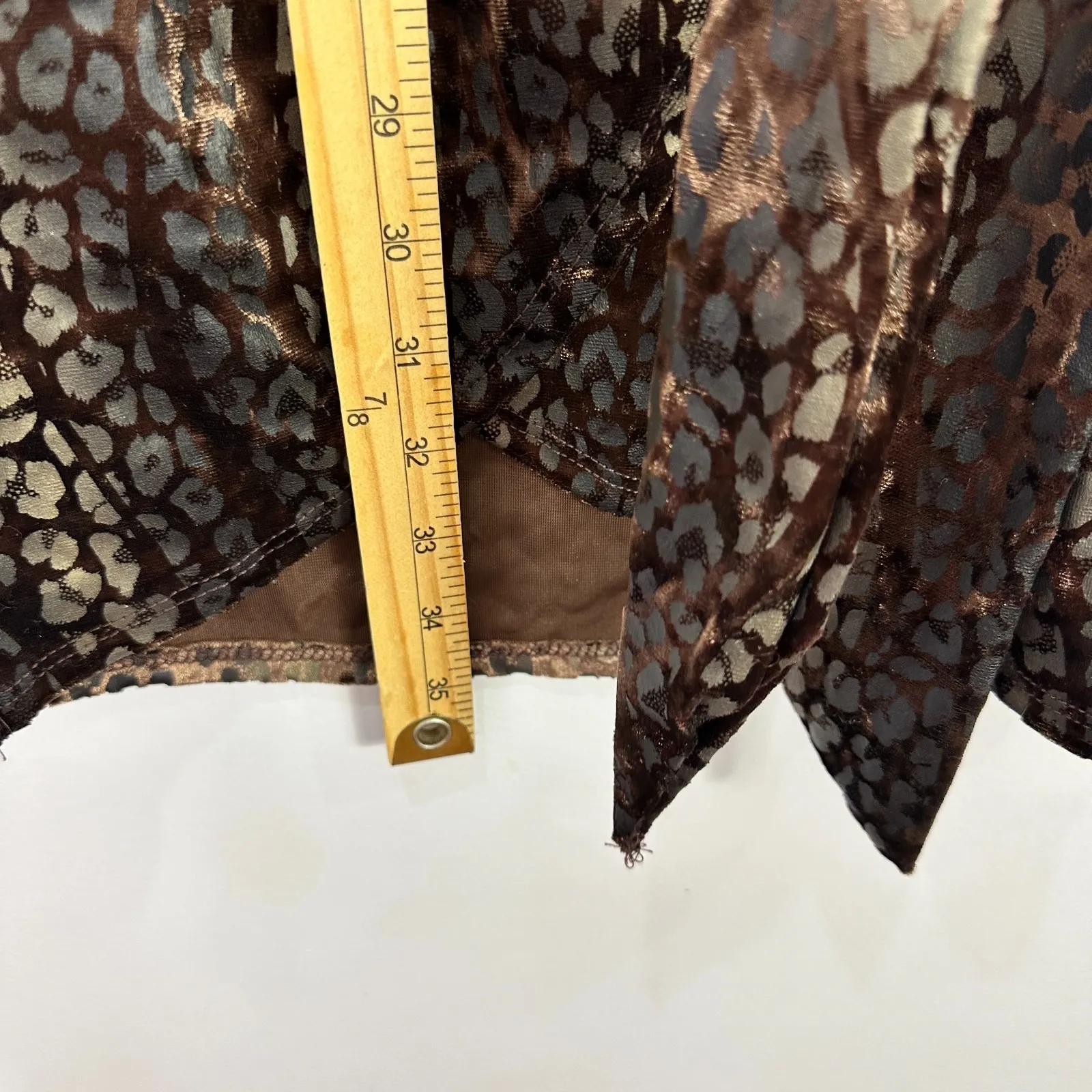 Vintage 90s Uptown J Wrap Dress M Brown Animal Print Velvet‎ Y2K Boho Grunge Size M - Image 4