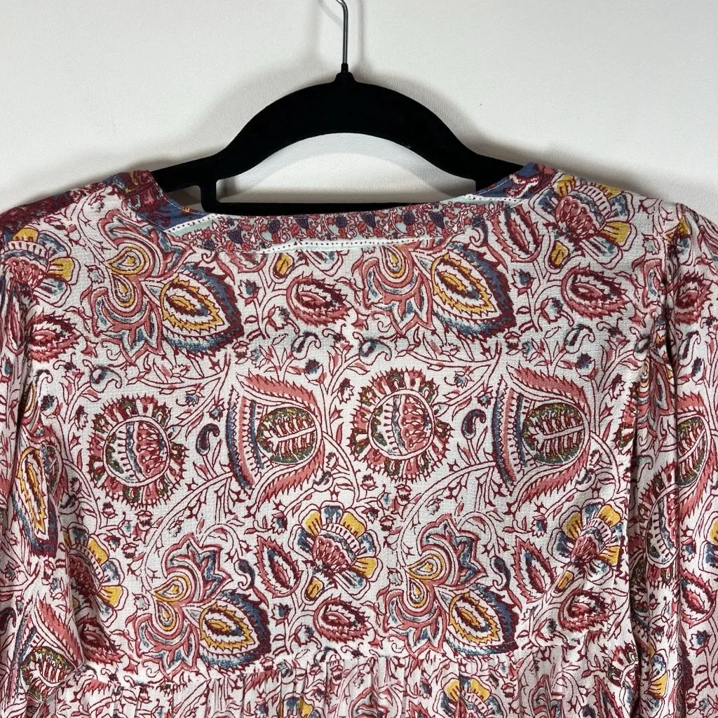 Lucky Brand Boho‎ Peasant Top Size S Paisley Tassel Hippie Beach Vacation Boho - Image 9