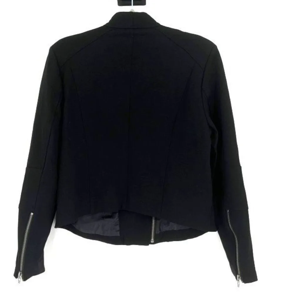 Blank NYC Women's Mesh Panels Shoulder Pads Moto Wrist Zips Jacket Black Large‎ - Image 12