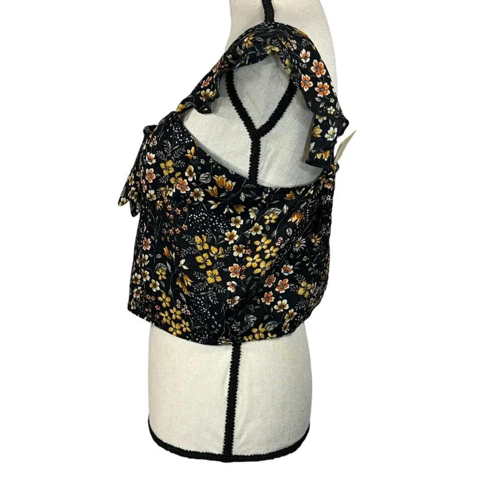 Live to be Spoiled X-Large Crop Top Floral Sleeveless Sweetheart Neck Smocked - Image 5