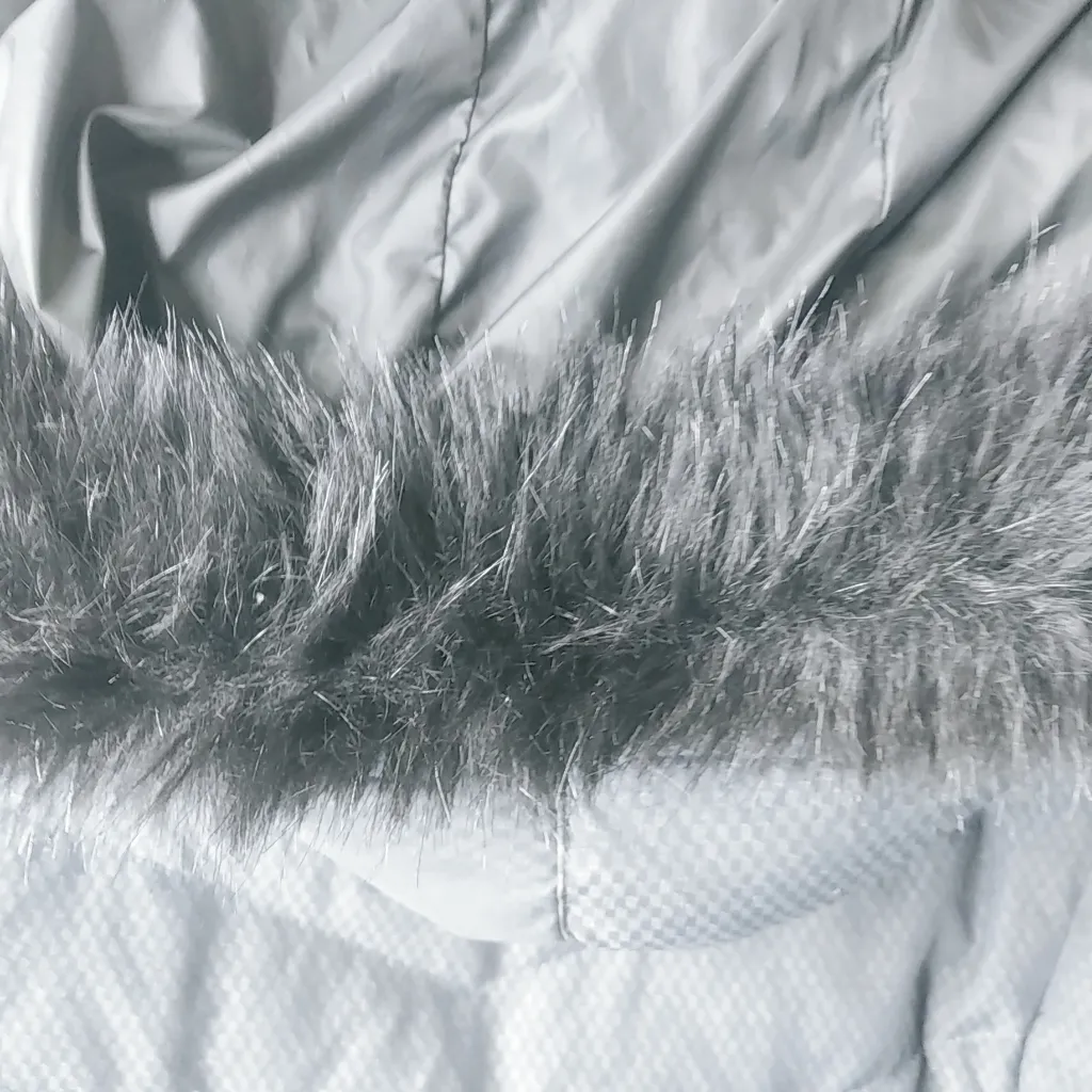 Eddie Bauer  L Gray Knee Length Down Puffer Hoodie Jacket - Image 6