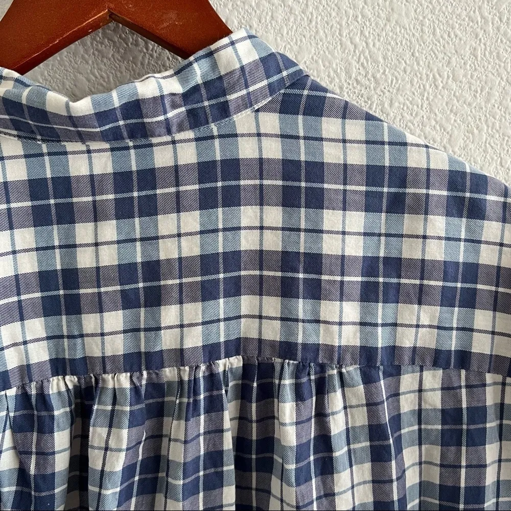 Madewell Central Linus Plaid Shirt Boxy Oversized Cap Sleeve Medium - Image 10