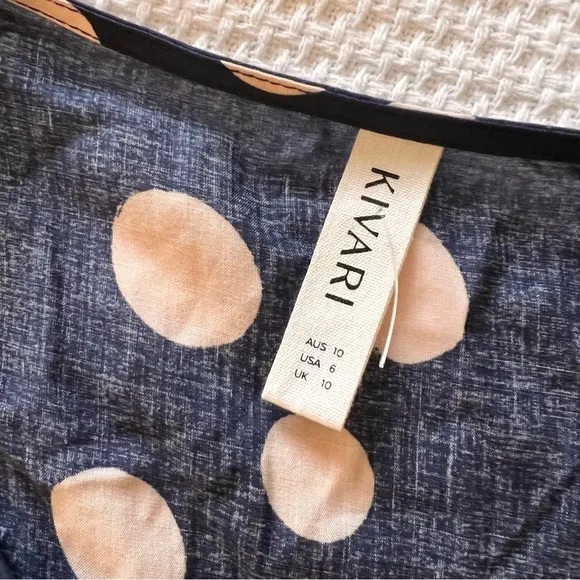 KIVARI Penelope Babydoll Mini Dress‎ Navy Polkadot Mini Size 6 Blue - Image 6