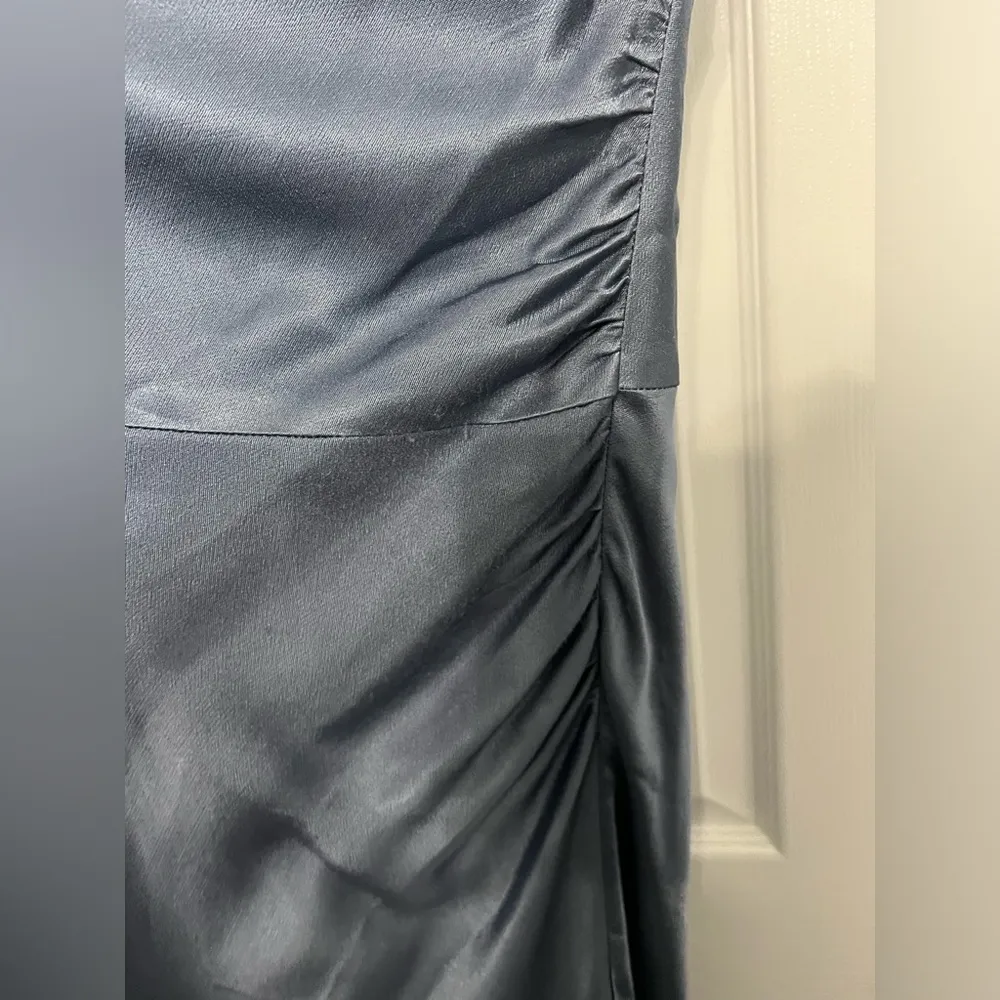 Shona Joy La Lune Asymmetrical Bias Cowl Midi Dress in Blue Smoke - Image 5