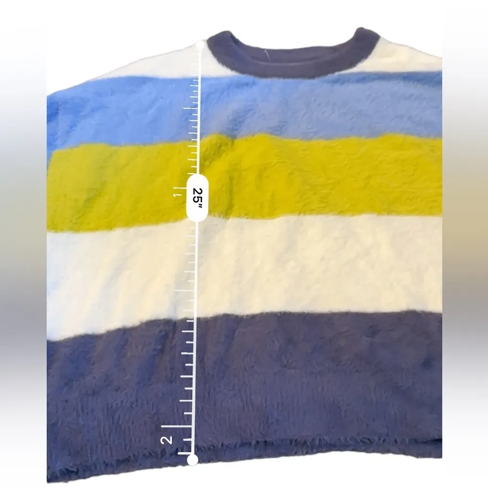 Aerie Flurry Soft Fuzzy Long Sleeve Striped Colorblock Pullover Sweater Sz L NEW - Image 11