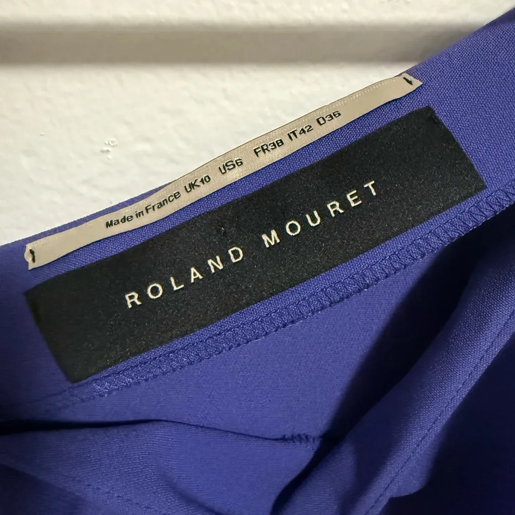 Roland Mouret Anser Royal Purple Mini Dress with Pockets Women’s Size 6 Blue - Image 4