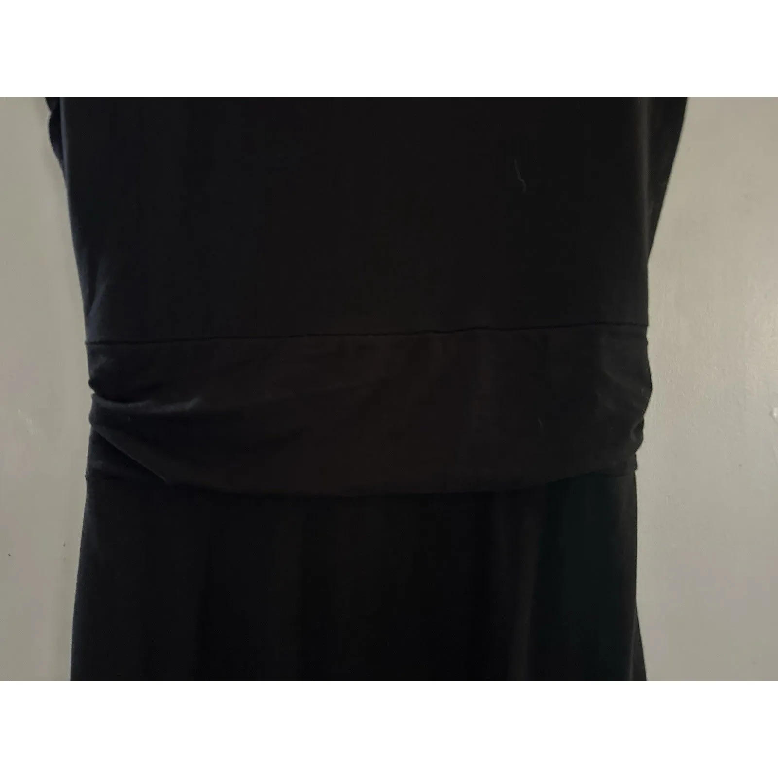 Woman’s Lands' End Black JerseyFaux Wrap Flattering Ruched Waist Maxi Dress Sz S - Image 9