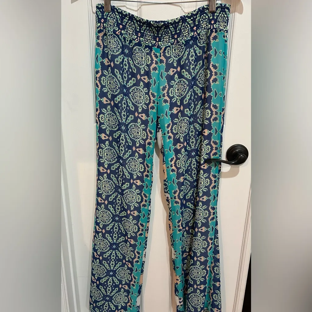 GRAY Saks Fifth Avenue Palazzo Bohemian Patterned Pants Small - Image 2