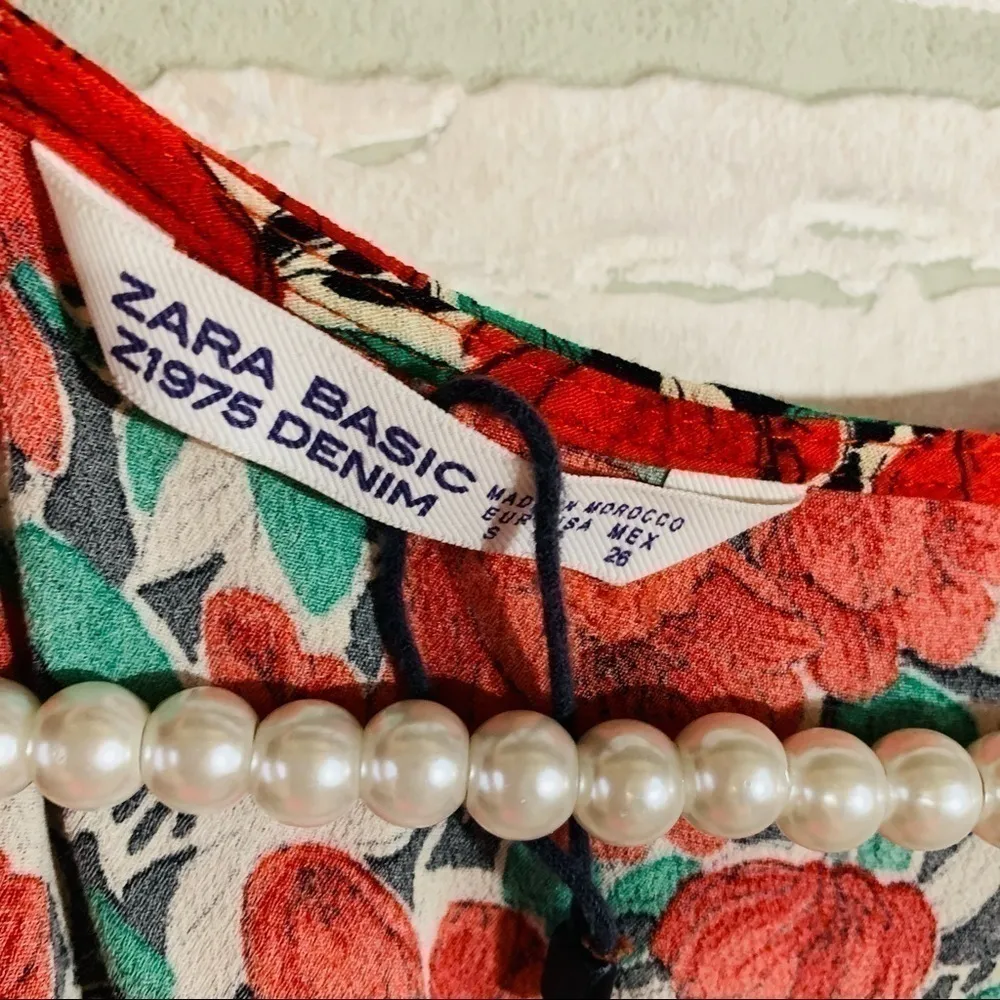 Zara Tulip Print Short Sleeve Wrap Dress Size S - Image 8