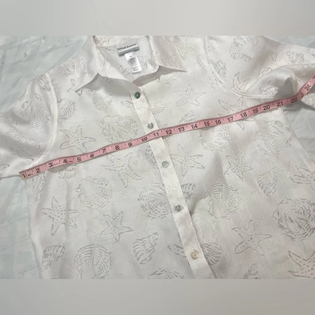 alfred dunner Sea Shell White 3/4 Sleeve Button Down Top Shirt Women’s PS - Image 8
