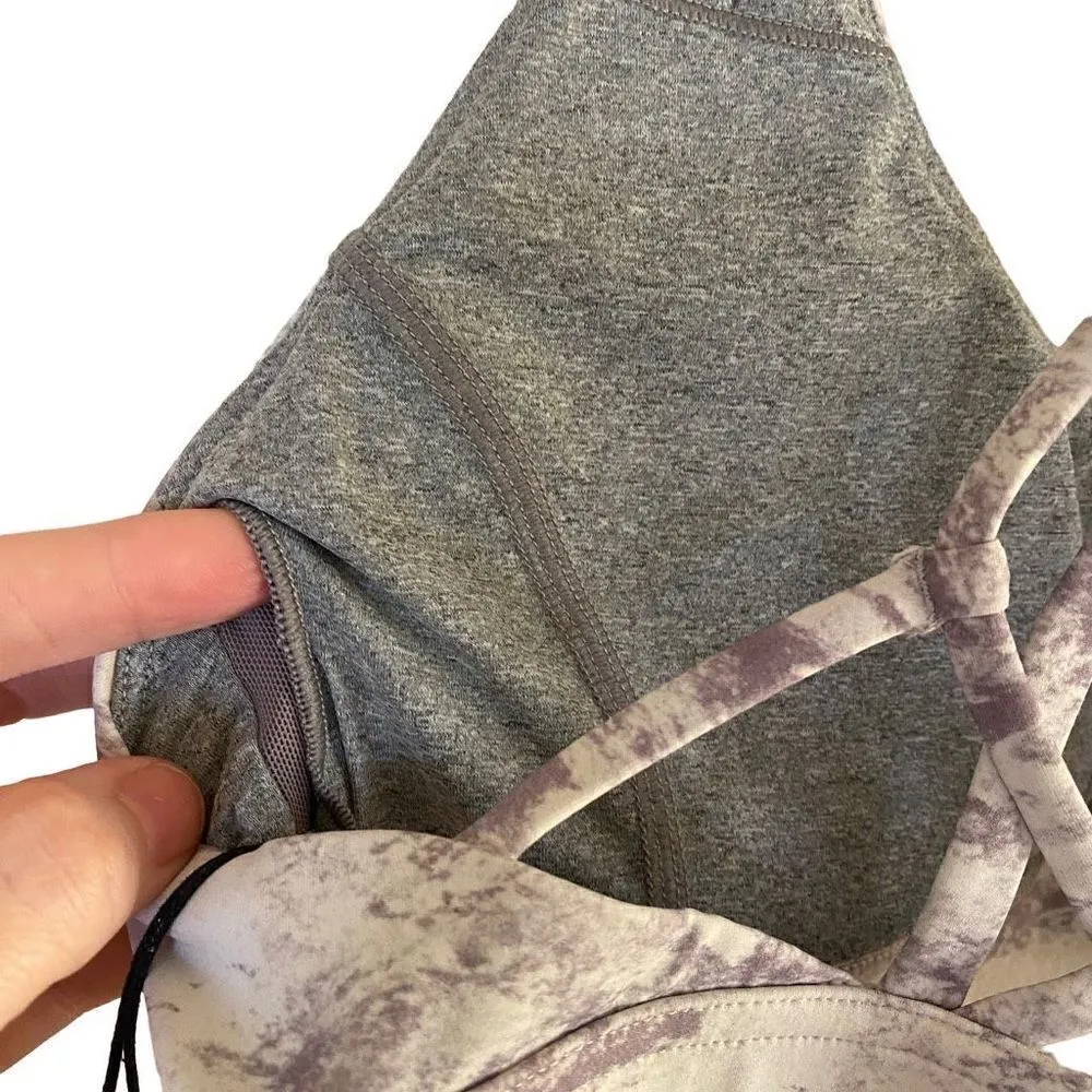 NEW J. Ing Large gray white sports bra strappy back removable padding inserts - Image 4