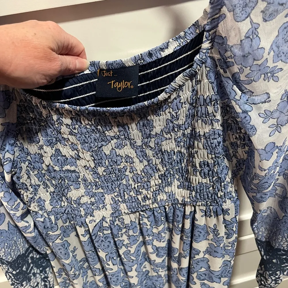 Taylor Floral Blue Dress - Image 3