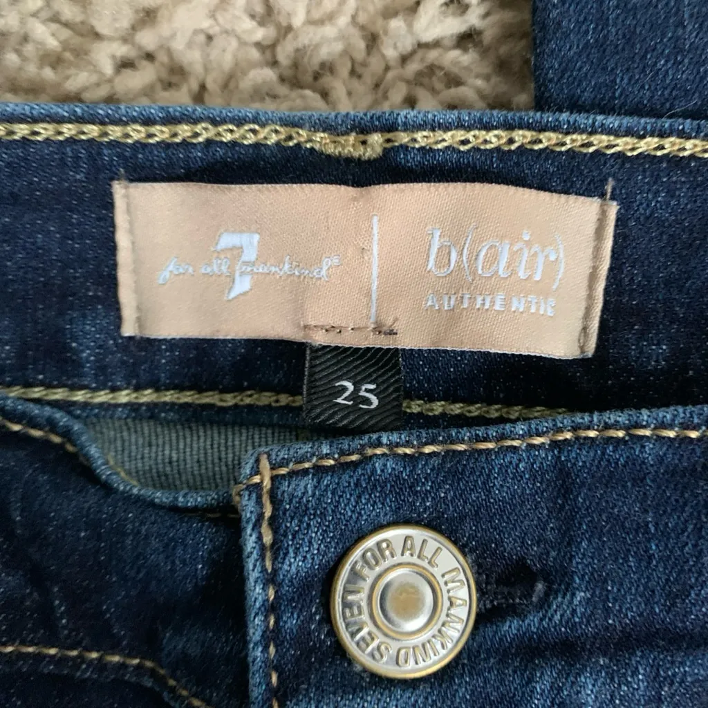 7FAM high waist slim kick bootcut size 25 dark wash denim blue jeans - Image 3