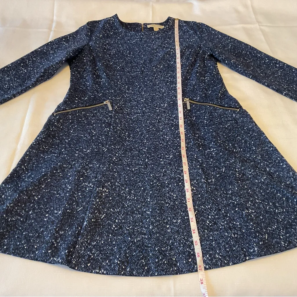 Michael Michael Kors Wm’s Sz 16 Blue Speckled Dress Zippered Pockets Fit & Flare - Image 12