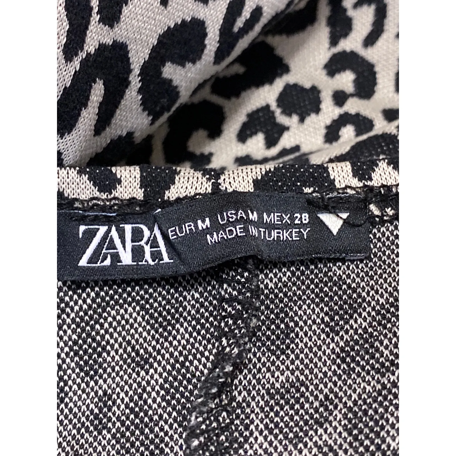 ZARA Black White Leopard Print Sleeveless Slit Cami Camisole Midi Slip Dress M - Image 3